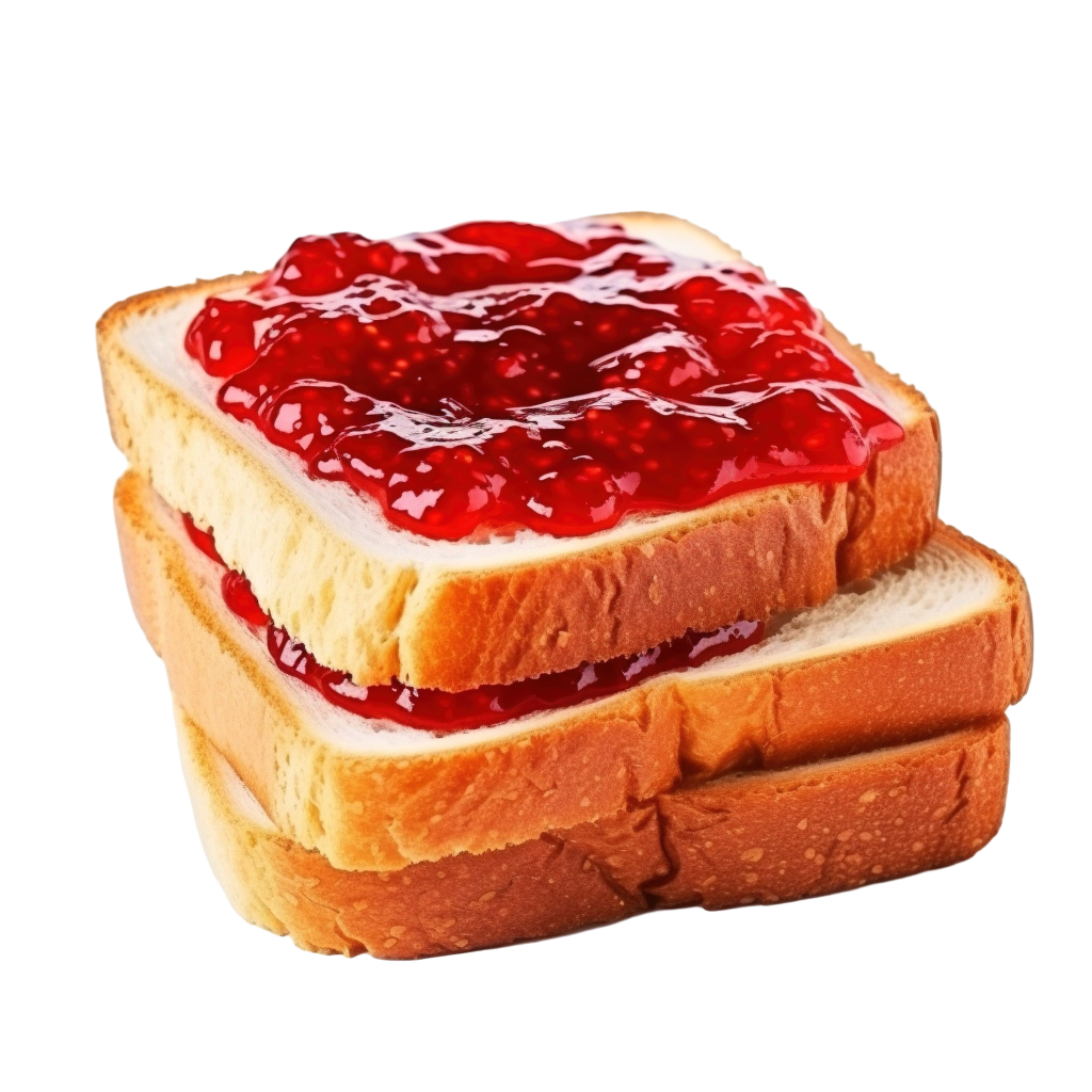 Tostadas de pan blanco en torre con mermelada